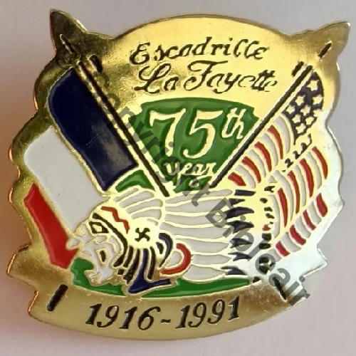 124  COMMEMO SPA.124 1991 LAFAYETTE 75e ANNIV 35mm SM Dos lisse 1Attach PINS Src.cism52 20Eur12.09 